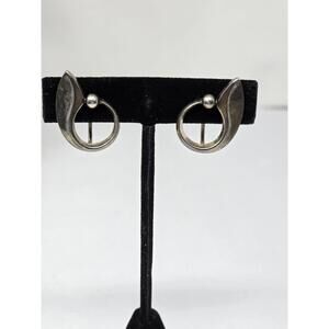 Vintage Hans Hansen Denmark Silver Modernist Earrings